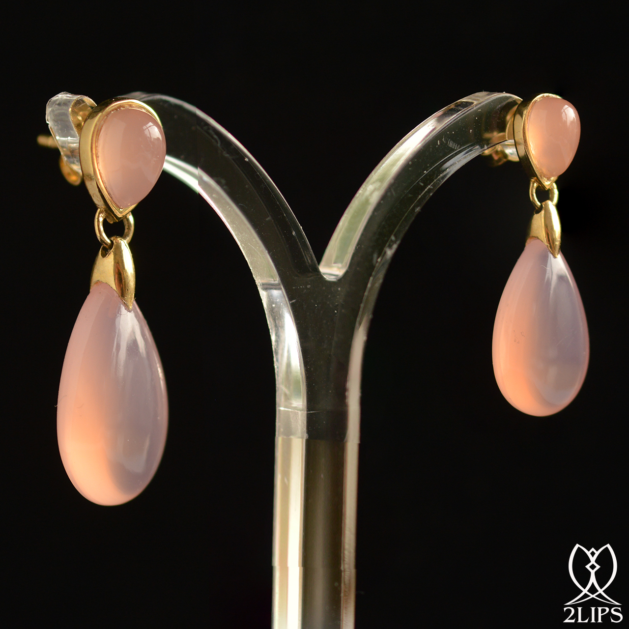 18k-goud-2lips-colours-oorbellen-roze-chalcedoon-designer-david-aardewerk-juwelier