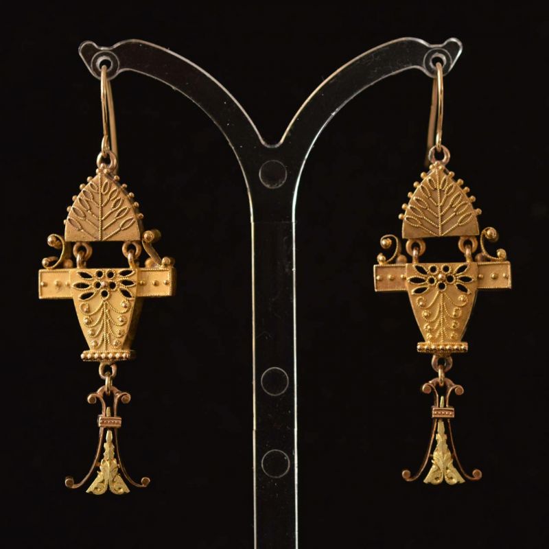 14k-victoriaanse-periode-filigraan-oorbellen-neo-etruskische-1860-gouden-oor-bellen-hangers