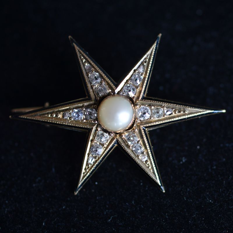 antieke-ster-broche-diamant-parel