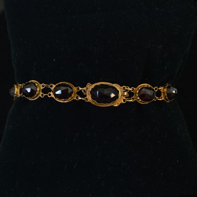 antieke-nederlandse-gouden-bootjes-armband-granaat