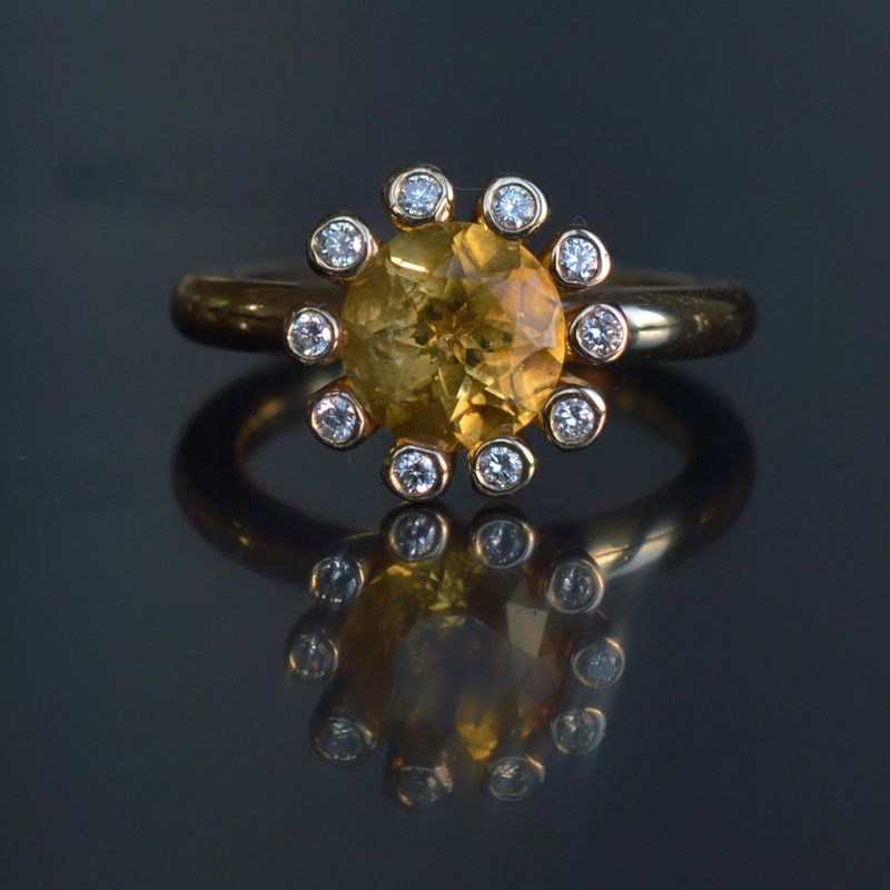 14k-karaat-geel-gouden-ring-diamant-citrine-modern-eigentijdse