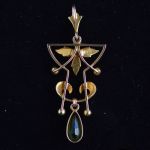 15-karaat-gouden-art-nouveau-hanger-met-peridot-en-parel