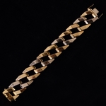 geel-en-wit-gouden-armband-met-platte-gourmetschakels